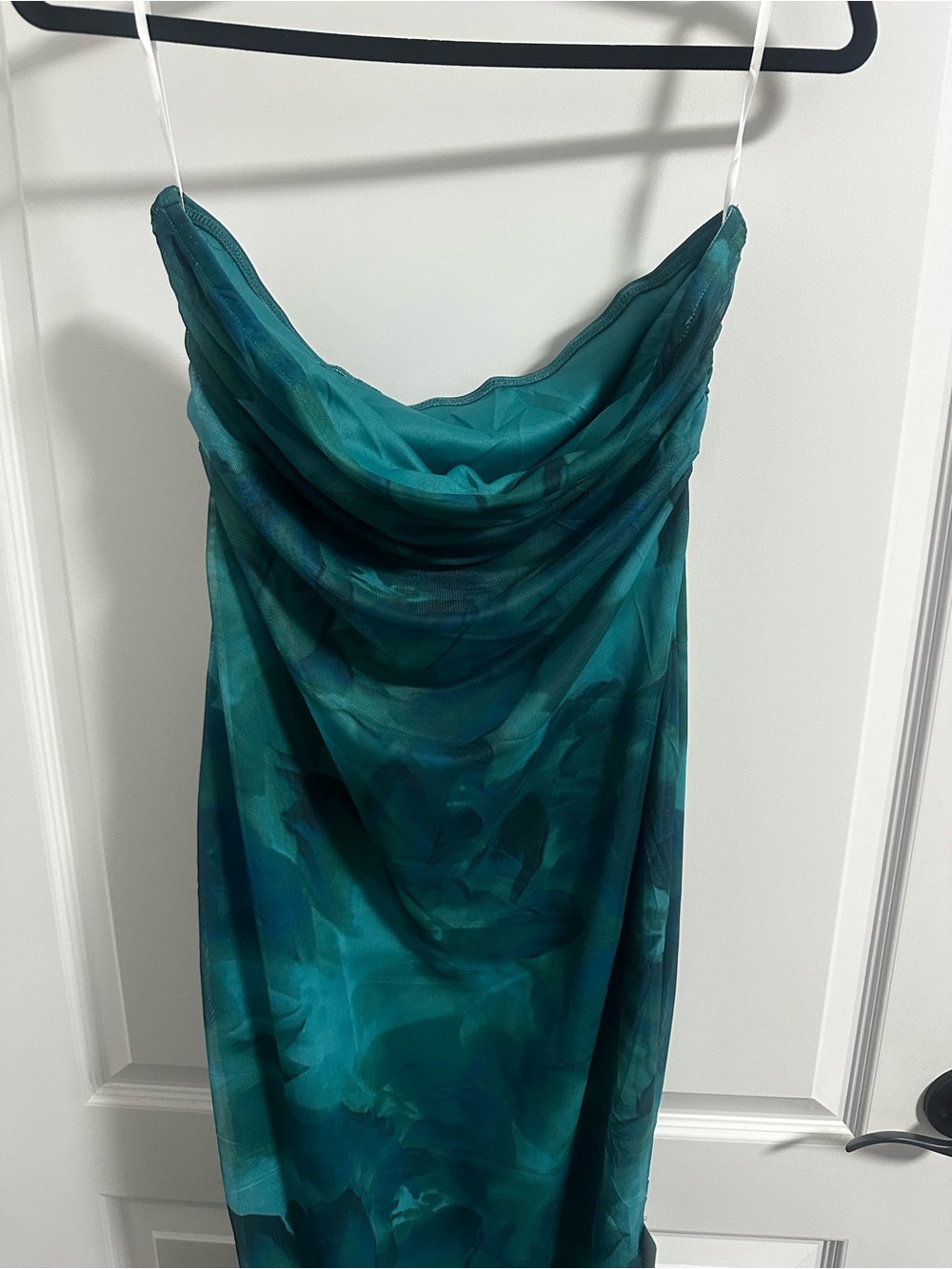 Teal Cowl Neck Slip Dress - Picture 2 of 3